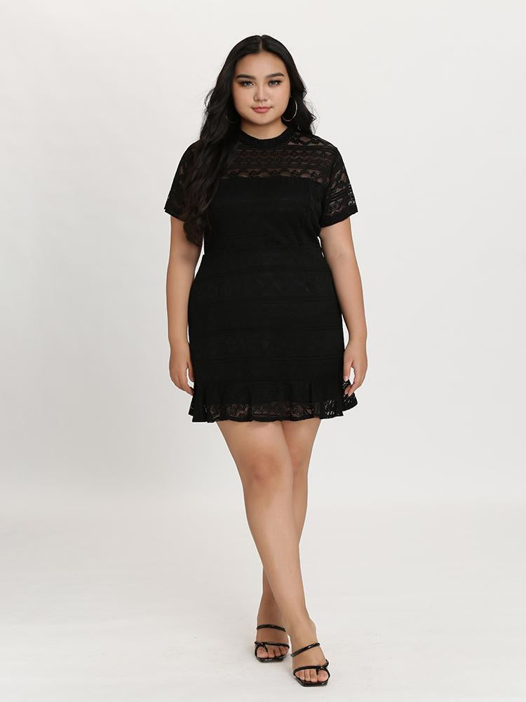 Lace Ruffle Mini Dress