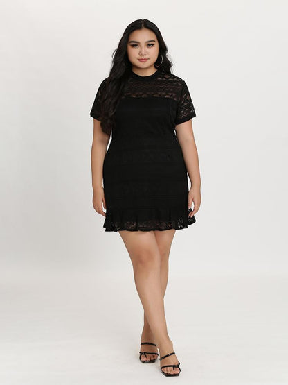 Lace Ruffle Mini Dress