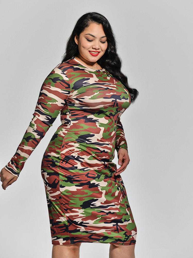 Camo Round-neck Dress