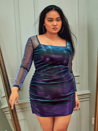 Reflective Mesh Patchwork Dress