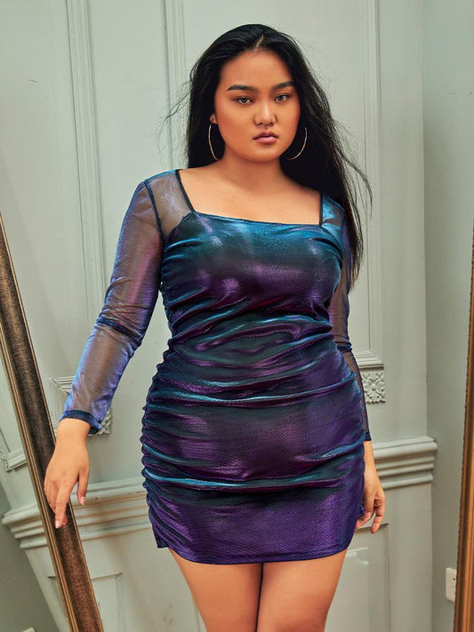 Reflective Mesh Patchwork Dress