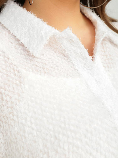 See-through Curved Hem Blouse