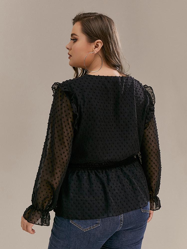 Sexy Mesh Ruffled Top