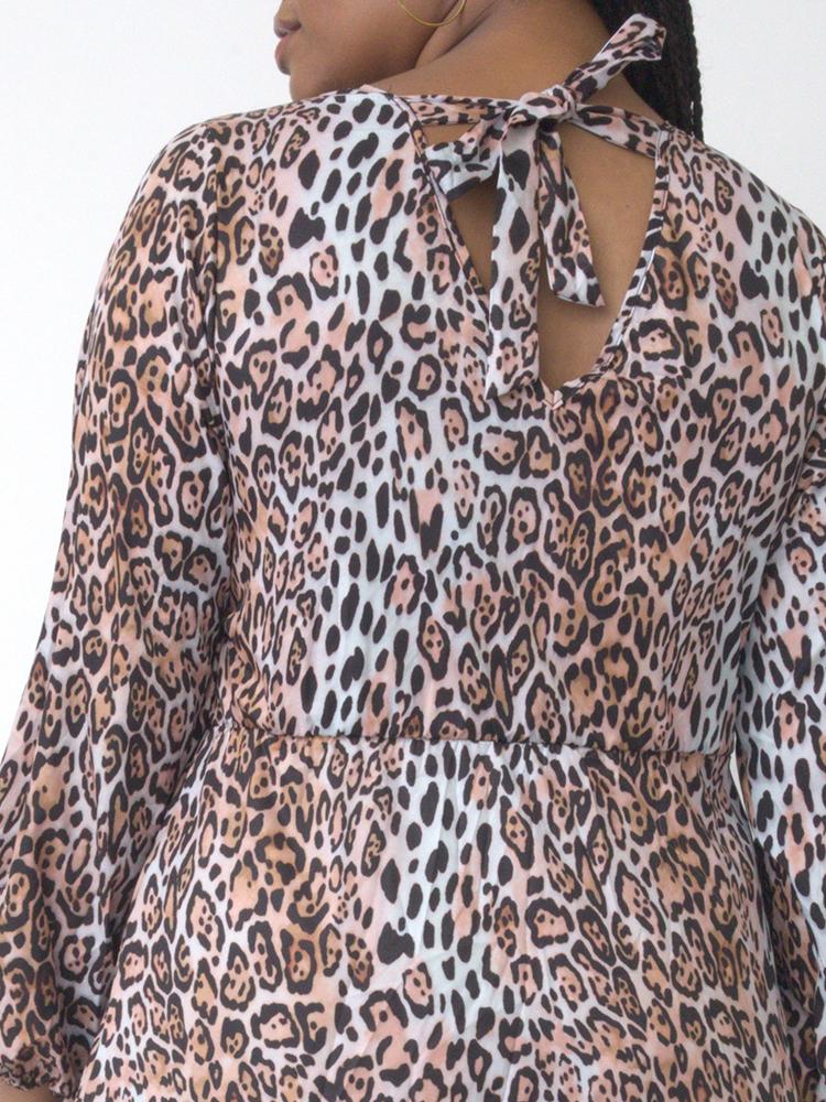 Knotted Back Leopard Print Dress