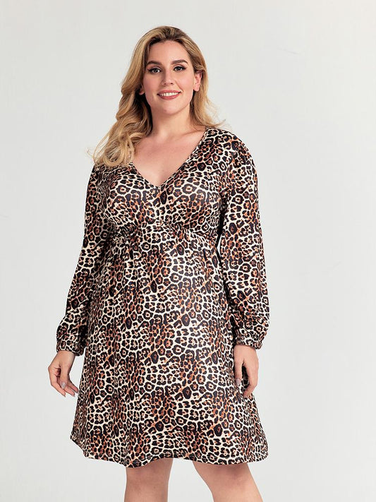 V-neck Leopard Dress