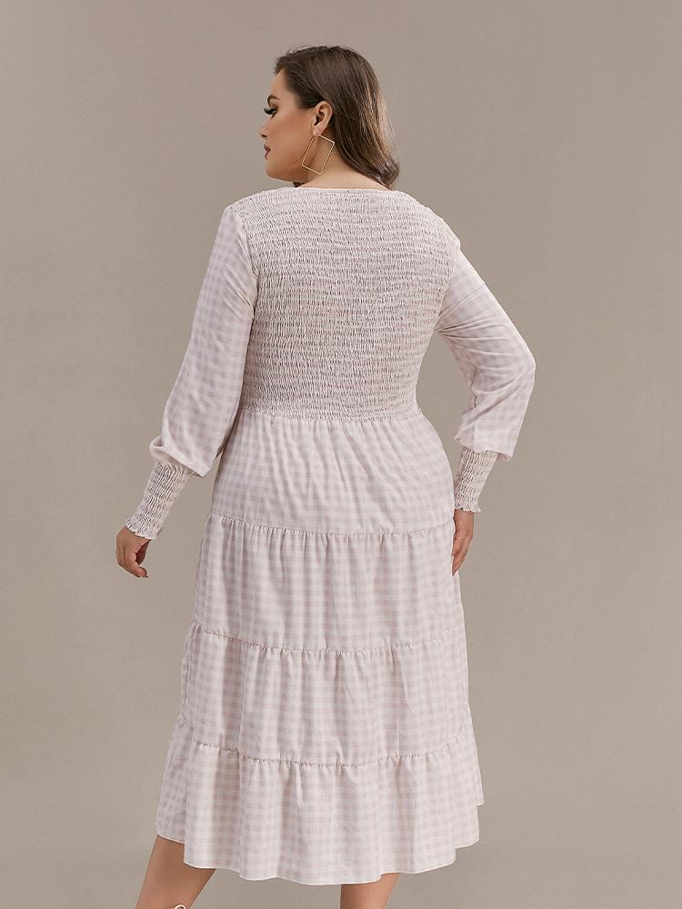 Shirred Tiered Long Sleeve Dress
