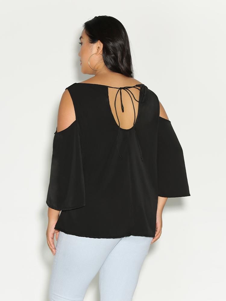 Cold Shoulder Satin Top