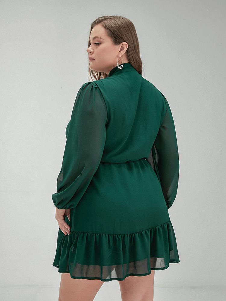 Knotted Neckline Ruffle Dress