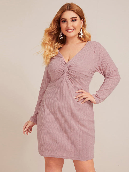 V-neck High Waist Knitting Dresses