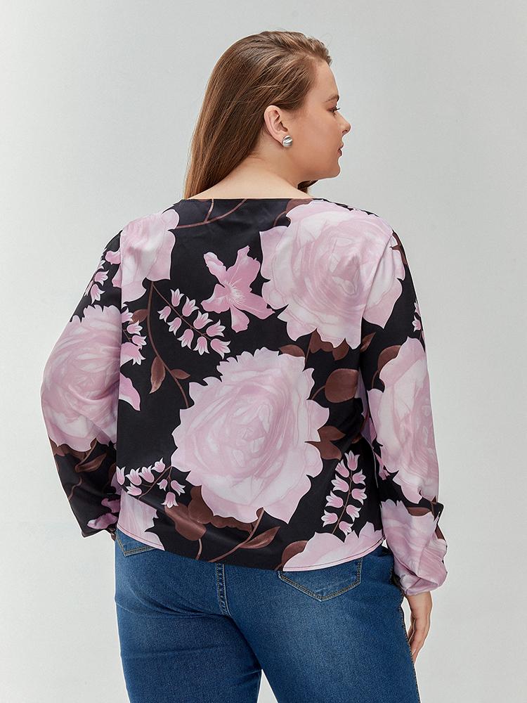 Floral Print V Neck Blouse