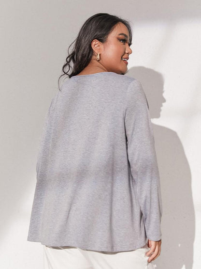 Solid Irregular Crew Neck T-shirt