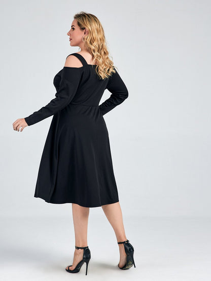 Sling Long Sleeve V-neck Dress