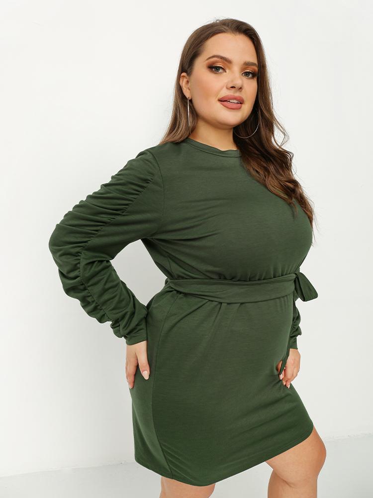 Tie Round Neck T-shirt Dress