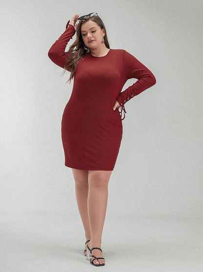 Drawstring Round Neck Sweater Dress