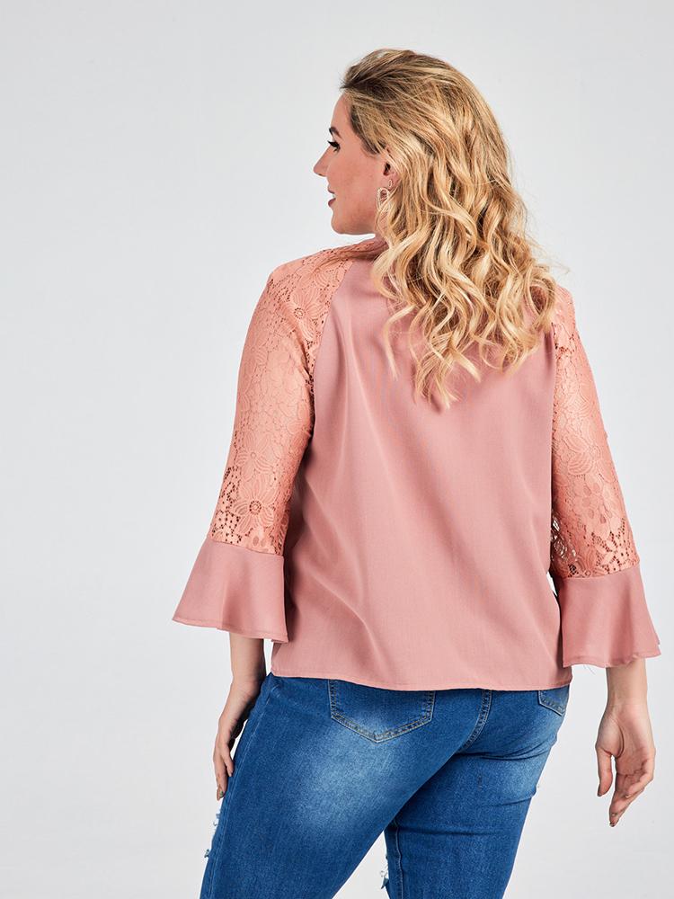 Lace Printed Flared Blouse