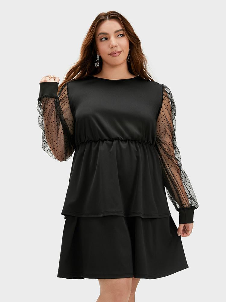 Polka Dot Mesh Stitching Dress