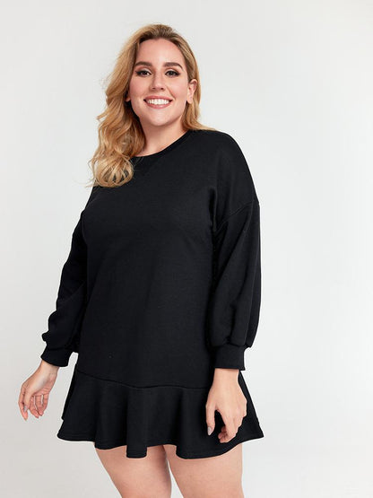 Round-neck Solid Color Dress