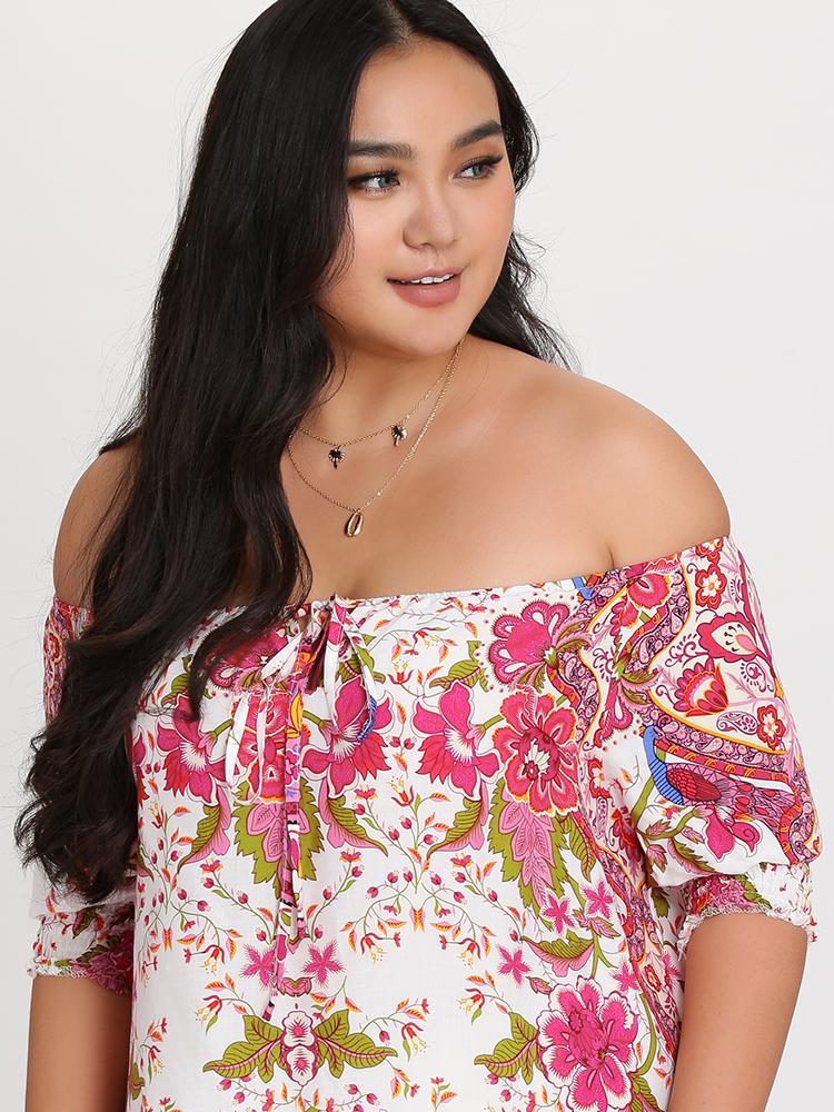 Off Shoulder Floral Dress