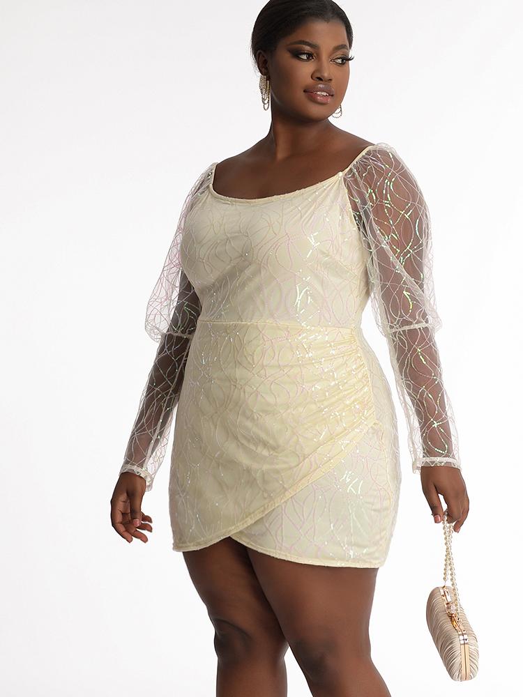 Mesh Sleeve Patchwork Dress