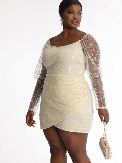 Mesh Sleeve Patchwork Dress