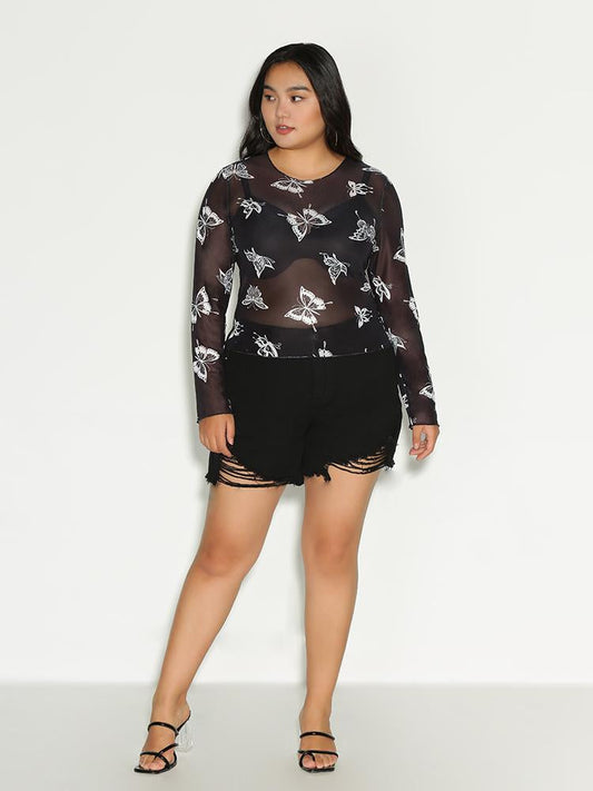 Butterfly See Through T-Shirt