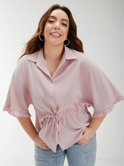Drawstring Ruffled Sleeve Blouse