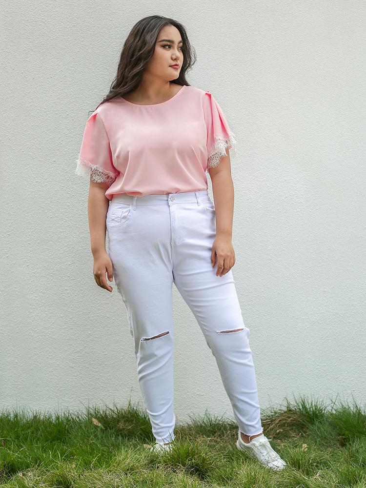 Lace Sleeve Chiffon Blouses