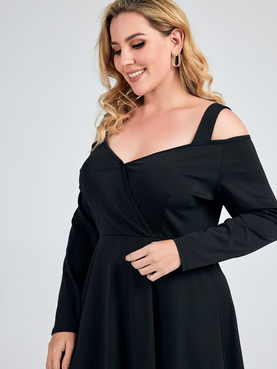 Sling Long Sleeve V-neck Dress