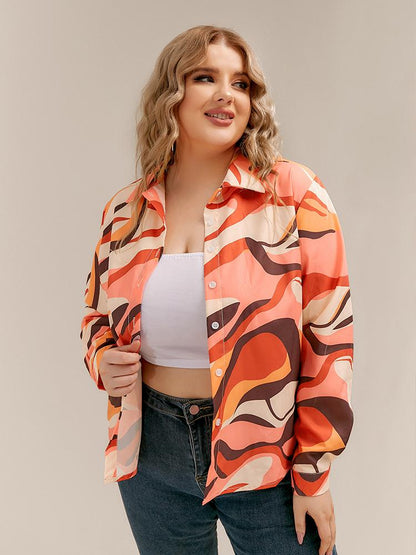 Colorful Ripple Print Blouse