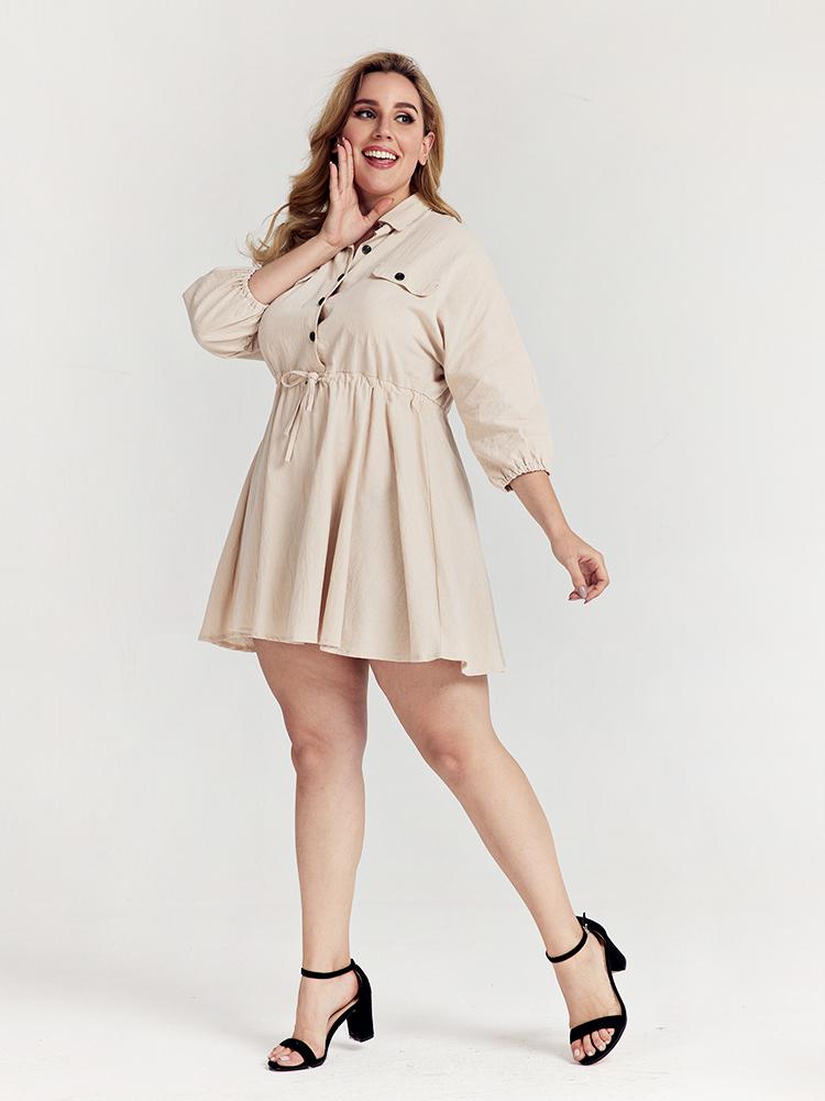 Button Drawstring Dress