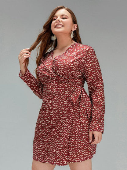 Irregular Pattern Print Wrap Dress