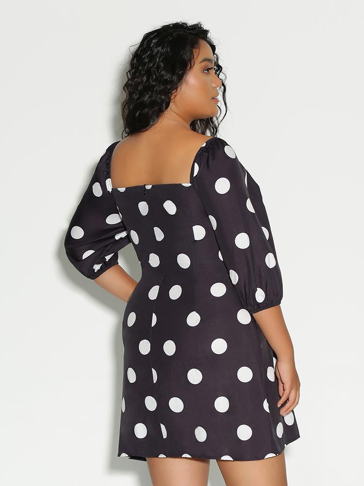 Dot Cut Out Bow Tie Dress