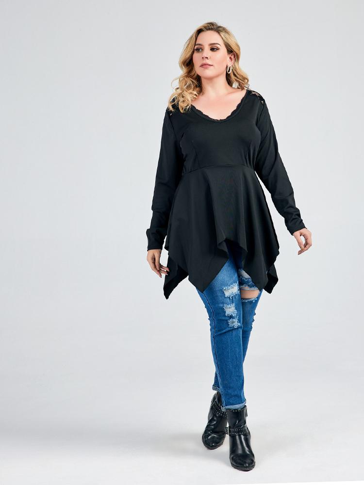 V-neck Solid Color Top