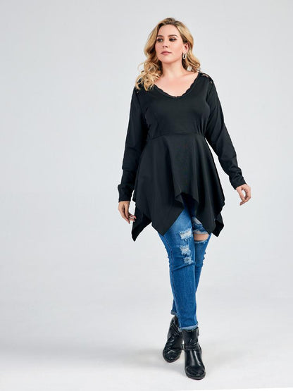 V-neck Solid Color Top