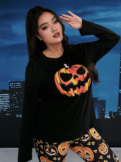 Halloween Pumpkin Print Lounge Set