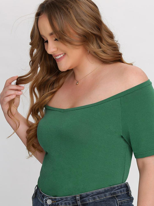 Off Shoulder Solid T-shirt