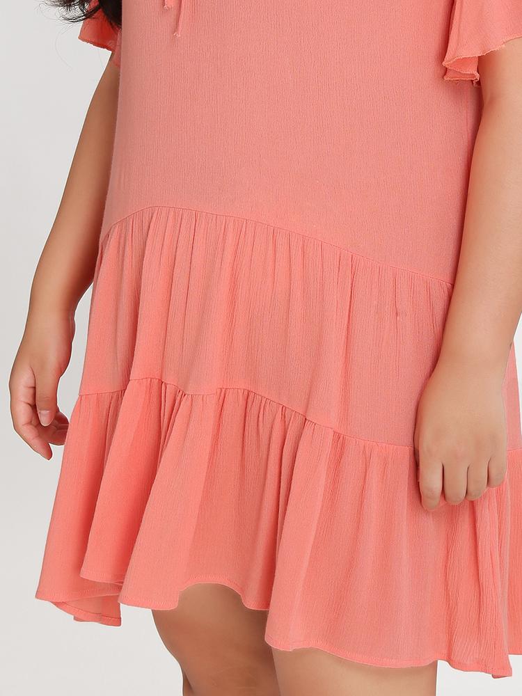 Knot Neckline Pleated Dress