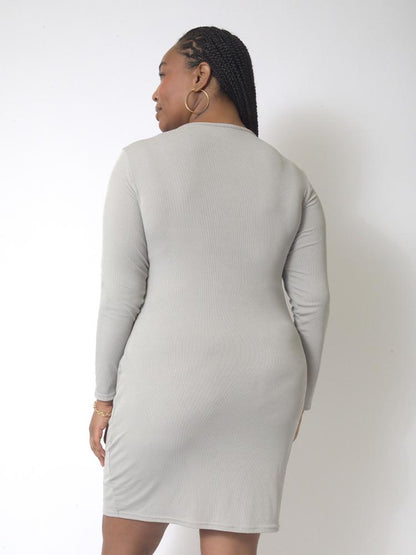 Round Neck Solid Bodycon Dress