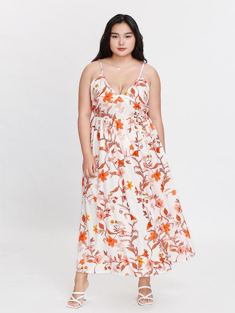 Leaf Print Surplice Dress