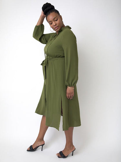 Solid Color Split Dress