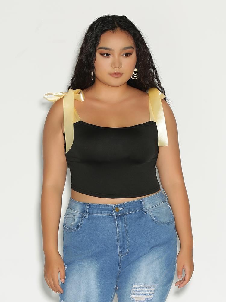 Bow Tie Shoulder Crop Top