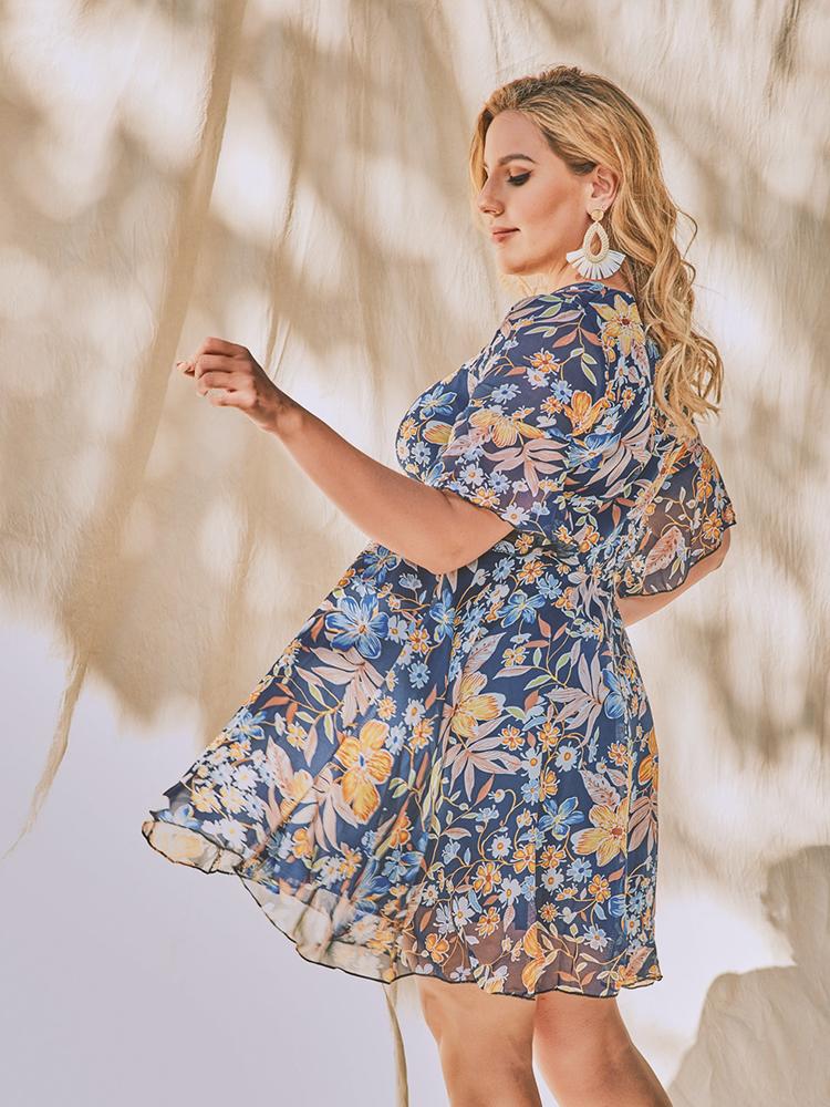 Ditsy Printed Ruffle Dress