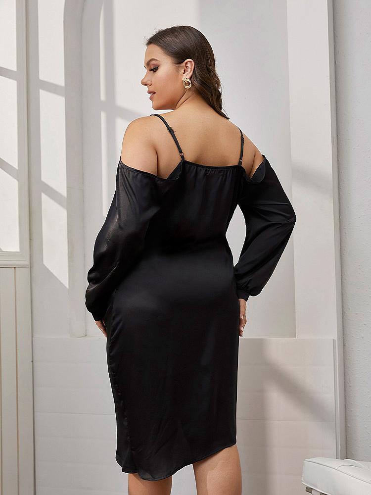 Solid Irregular Hem Cold Shoulder Dress