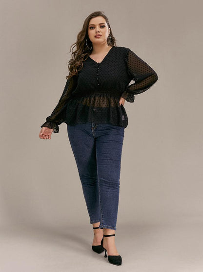 Sexy Mesh Ruffled Top