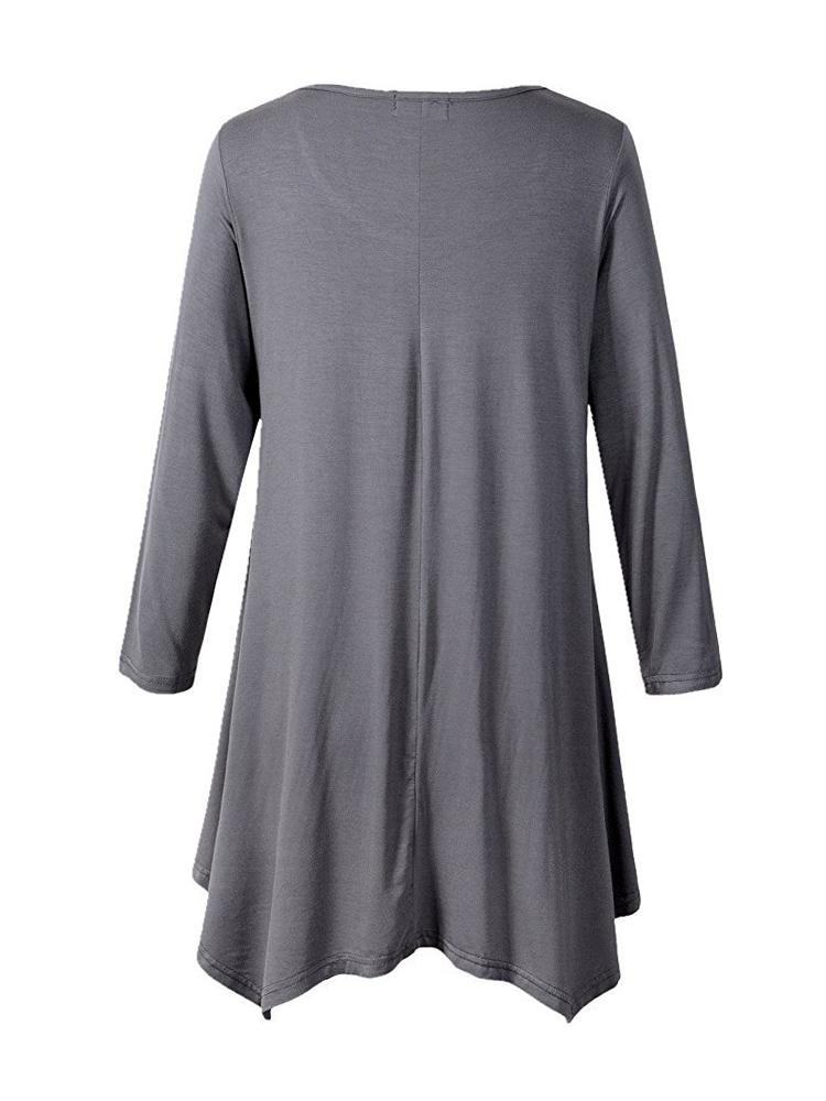 Round-neck Solid Color Dress