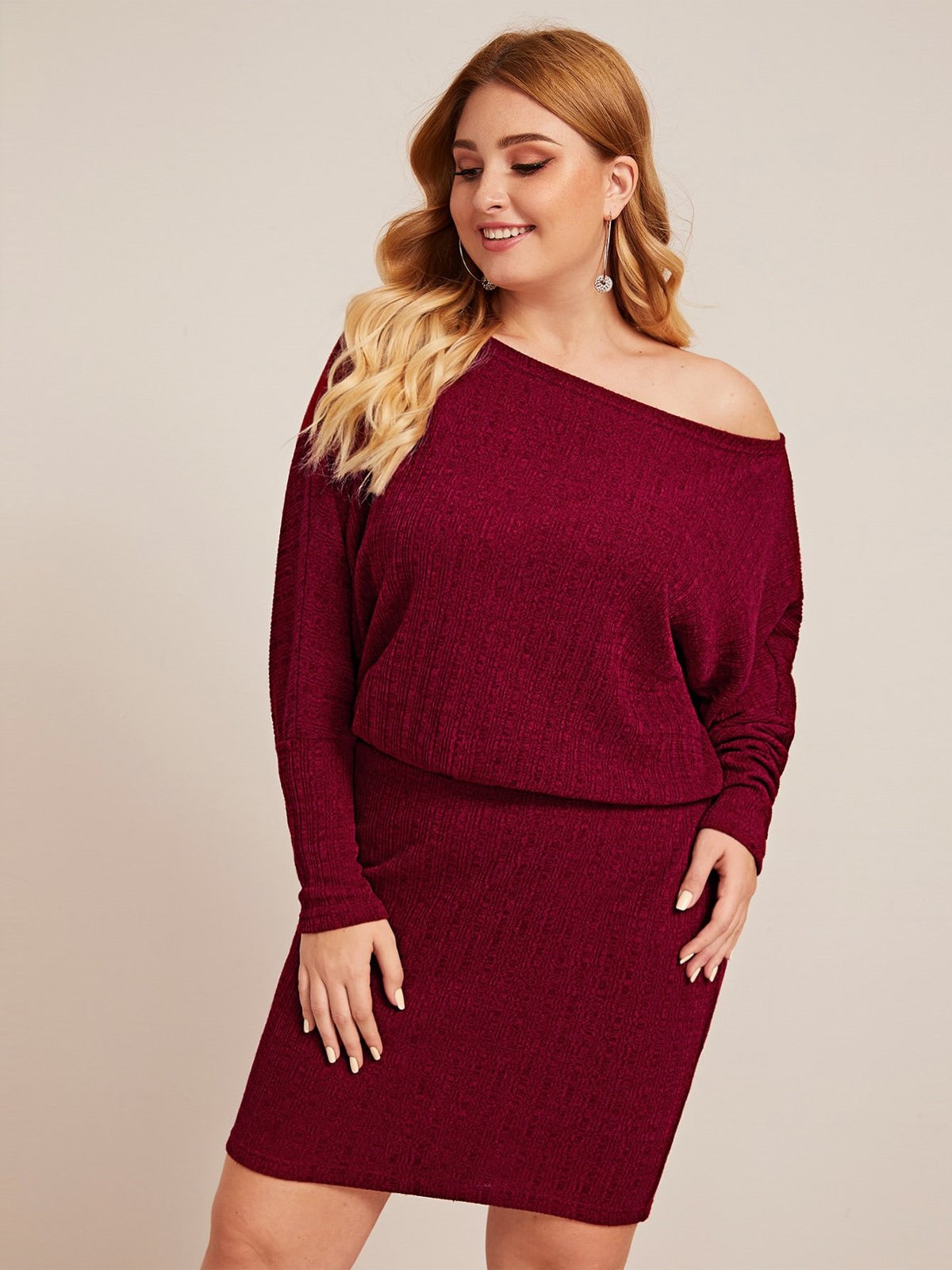 Off-shoulder Plain High Waist Dresses