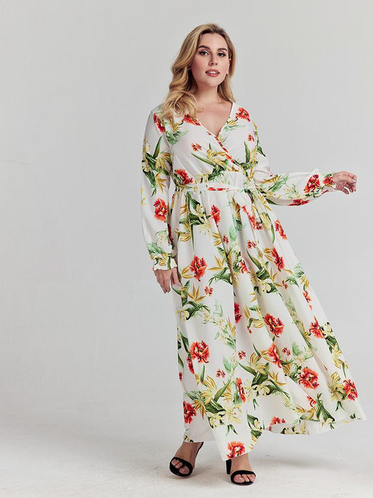 V-neck Floral Dress