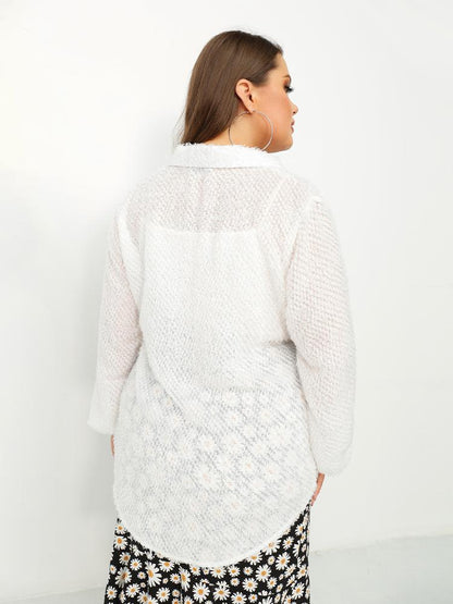 See-through Curved Hem Blouse