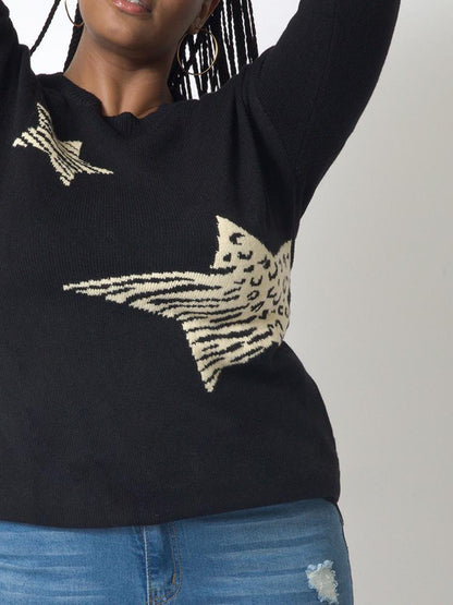 Leopard Star Crew Neck Sweater