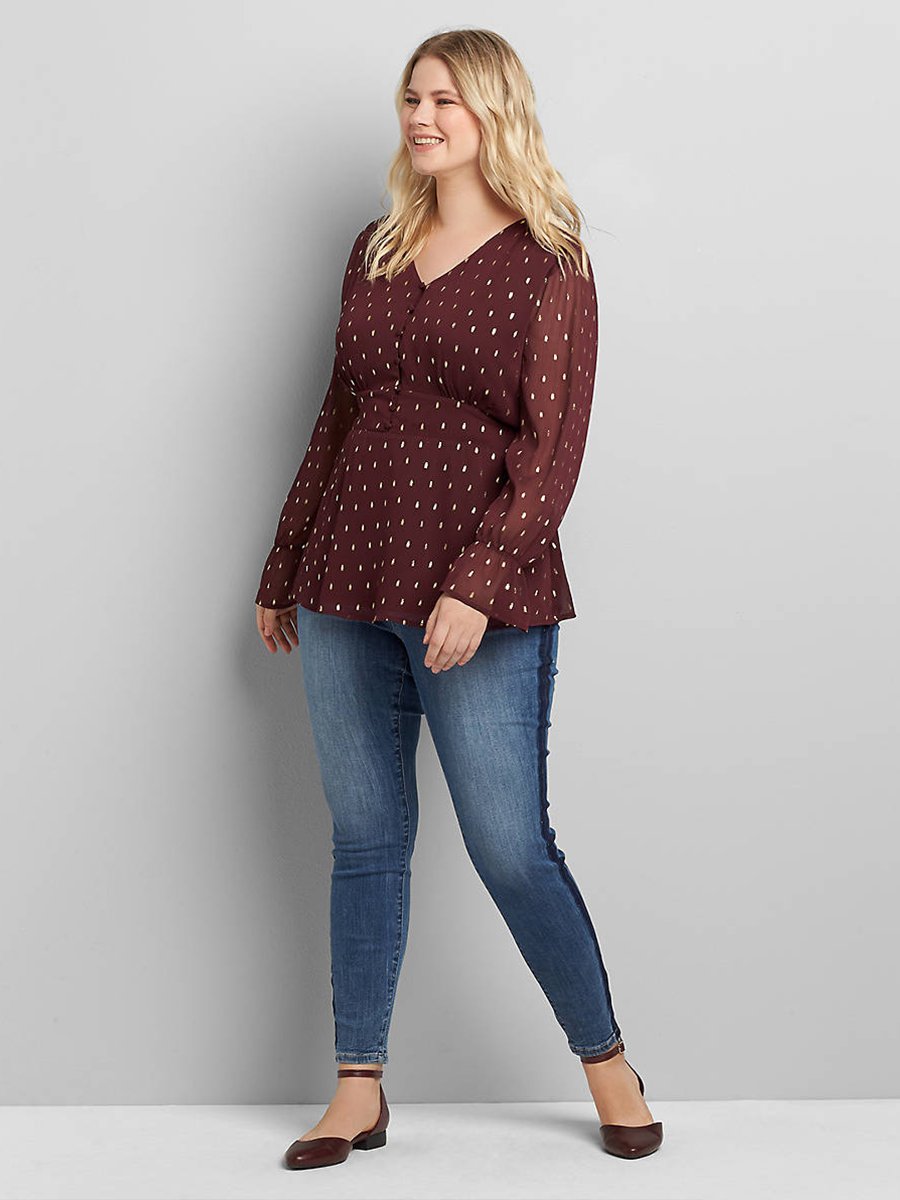 Gold Leaf Chiffon Blouse